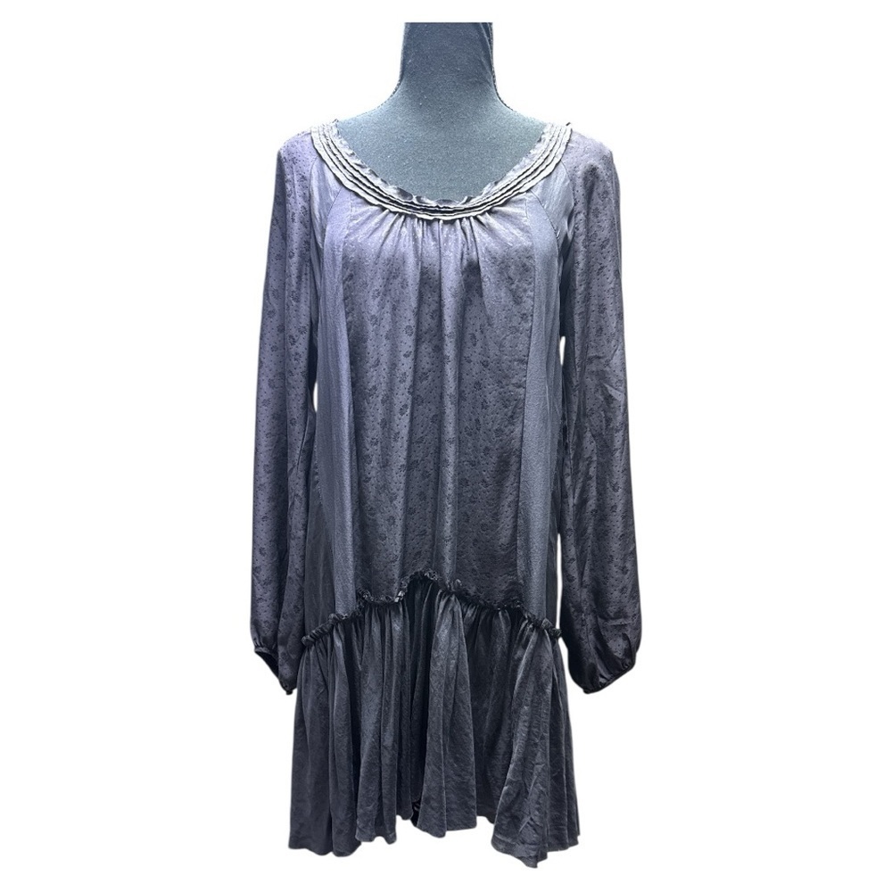 Rebecca Taylor Plum Purple 100% Silk Textured Long Sleeve Dress Size 8